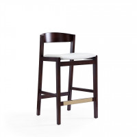 Manhattan Comfort CS007-IV Klismos 36.75 in. Ivory and Dark Walnut Beech Wood Counter Height Bar Stool